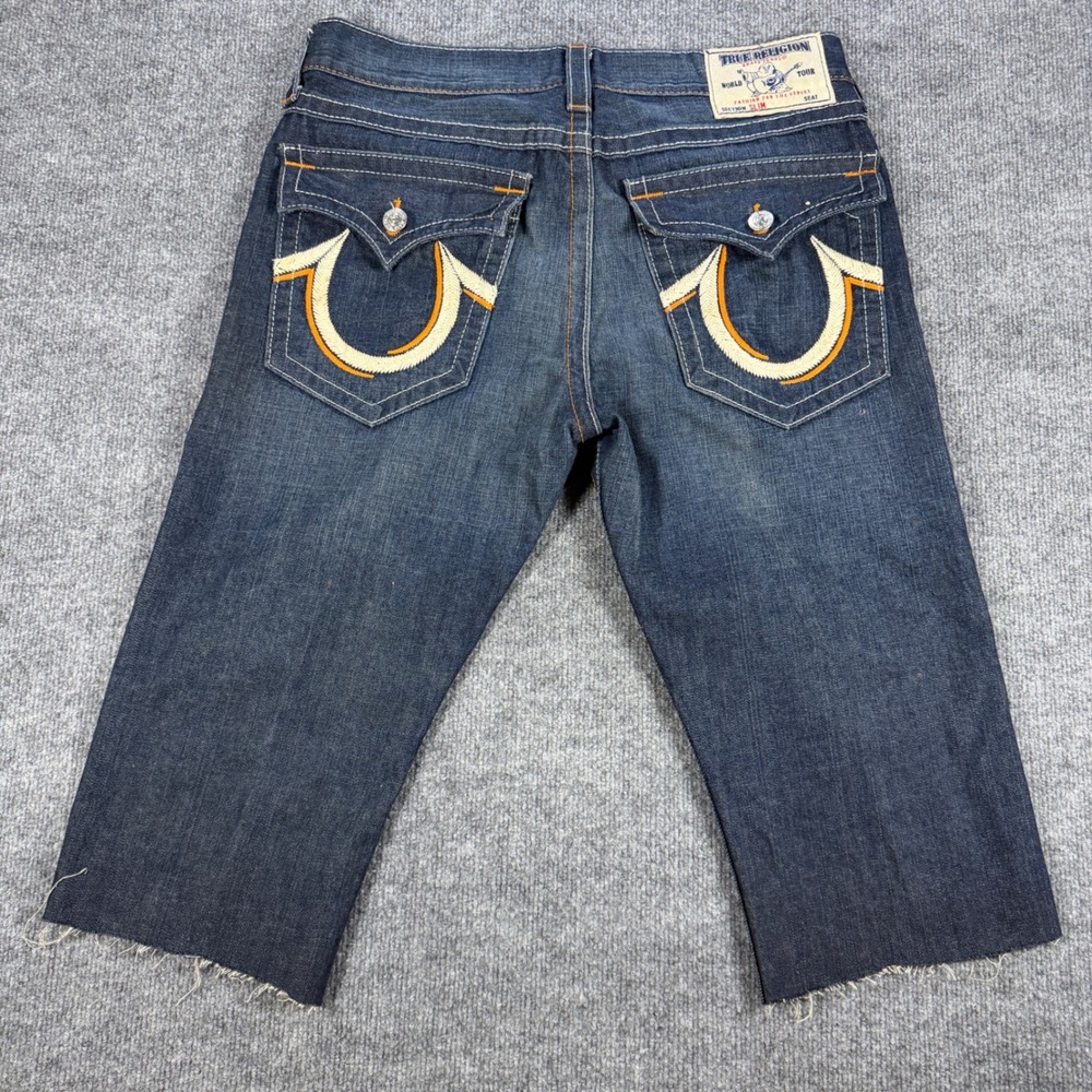 Vintage Y2K True Religion Slim Denim Cut Off Shorts Blue Size 34 Streetwear